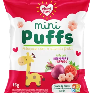 Snack Mini Puffs Feito Com Beterraba E Morango 15G - Nhami Mami
