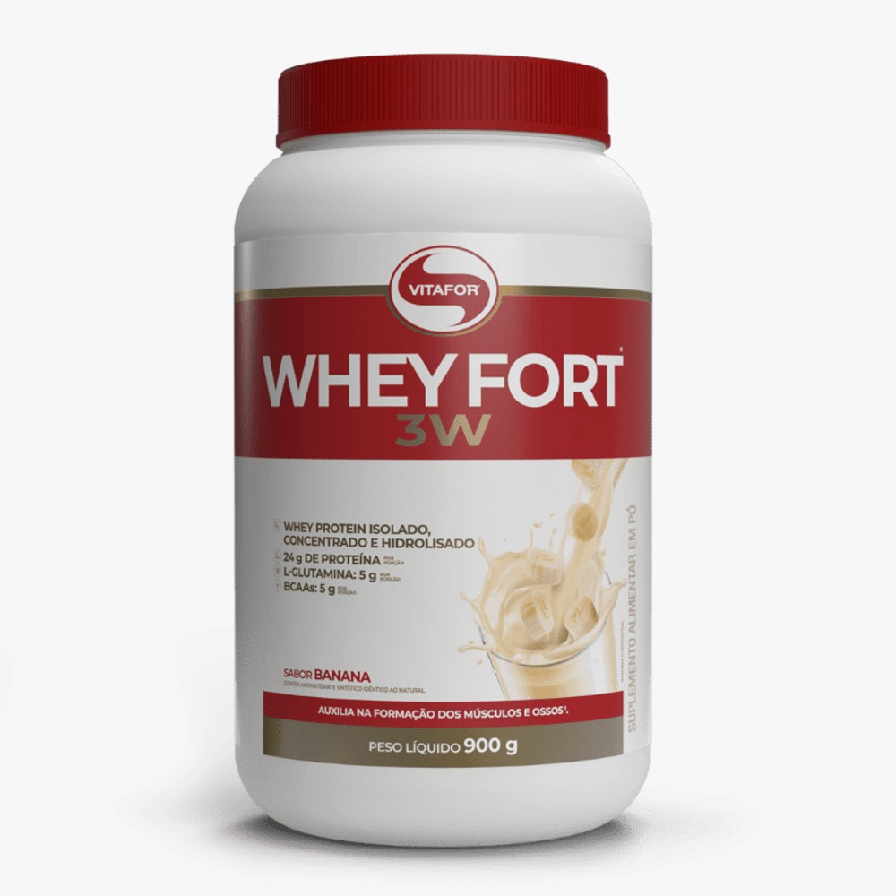 Whey Fort 3W Banana 900G - Vitafor