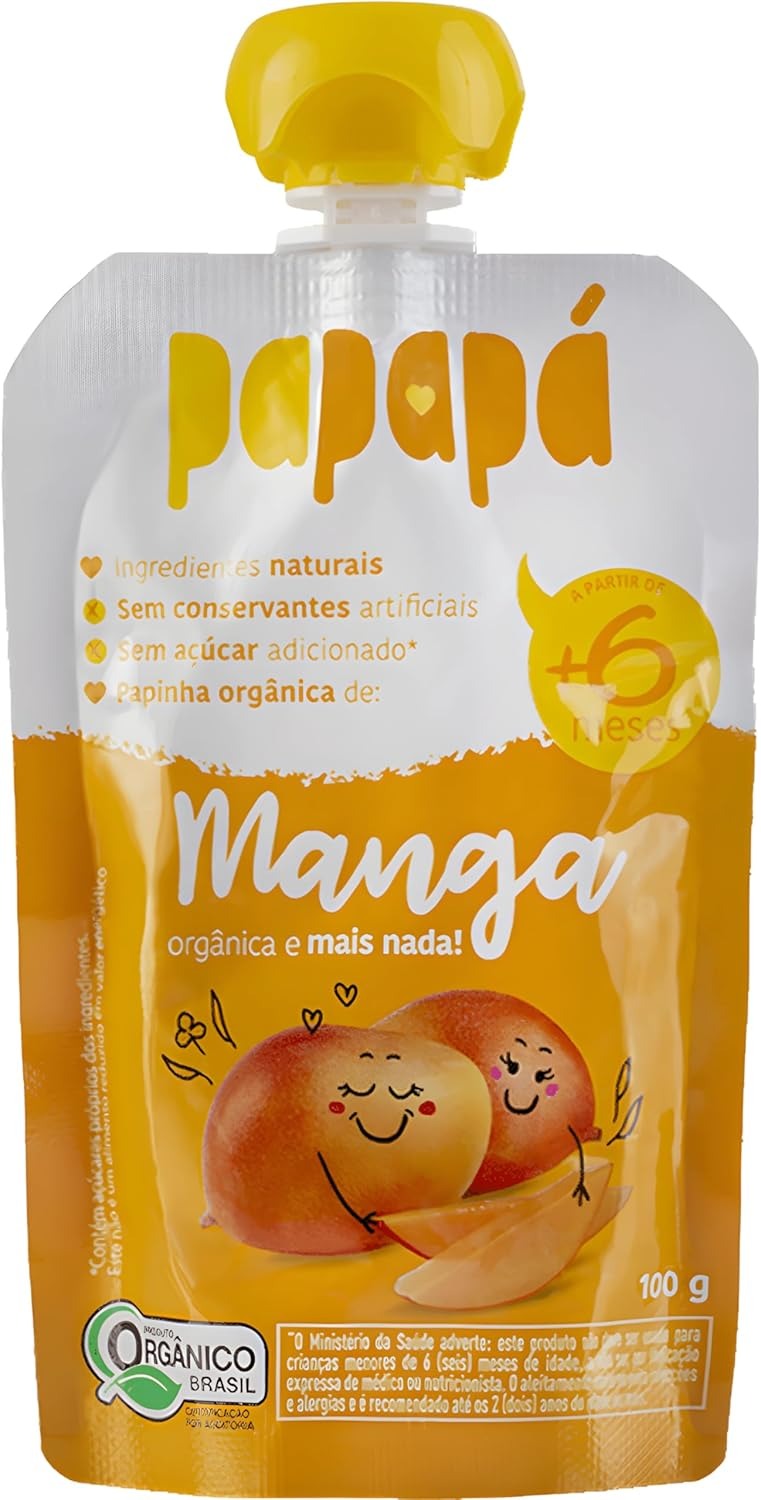 Papapá, Papinha Infantil, Orgânico, Sabor Manga, 100G, Amarelo