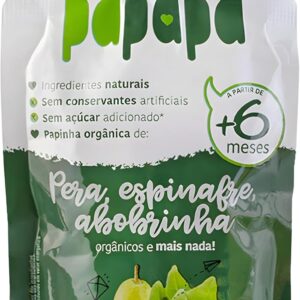Papapá, Papinha Infantil, Orgânico, Sabor Pêra, Espinafre & Abobrinha, 100G, Verde