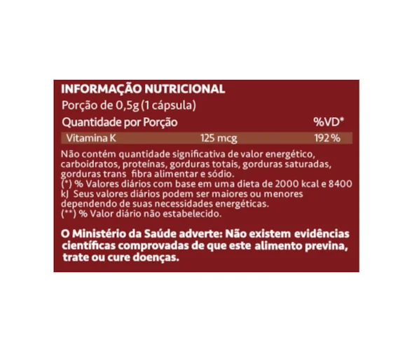 Vitamina K2 125 Mcg C 60 Caps - Maxinutri - Imagem 2