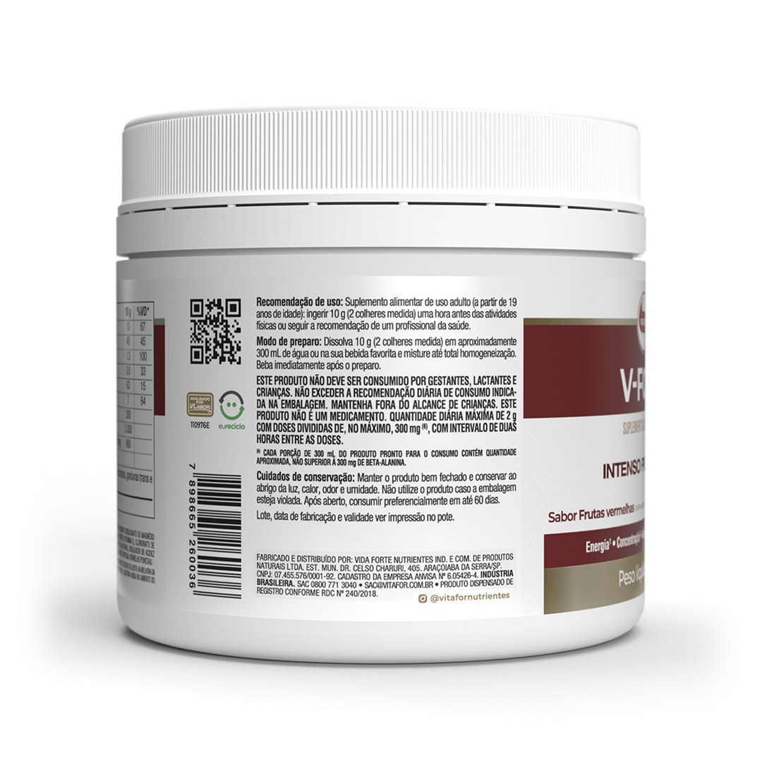 V-Fort Pré- Treino 240G Frutas Vermelhas - Vitafor - Imagem 3