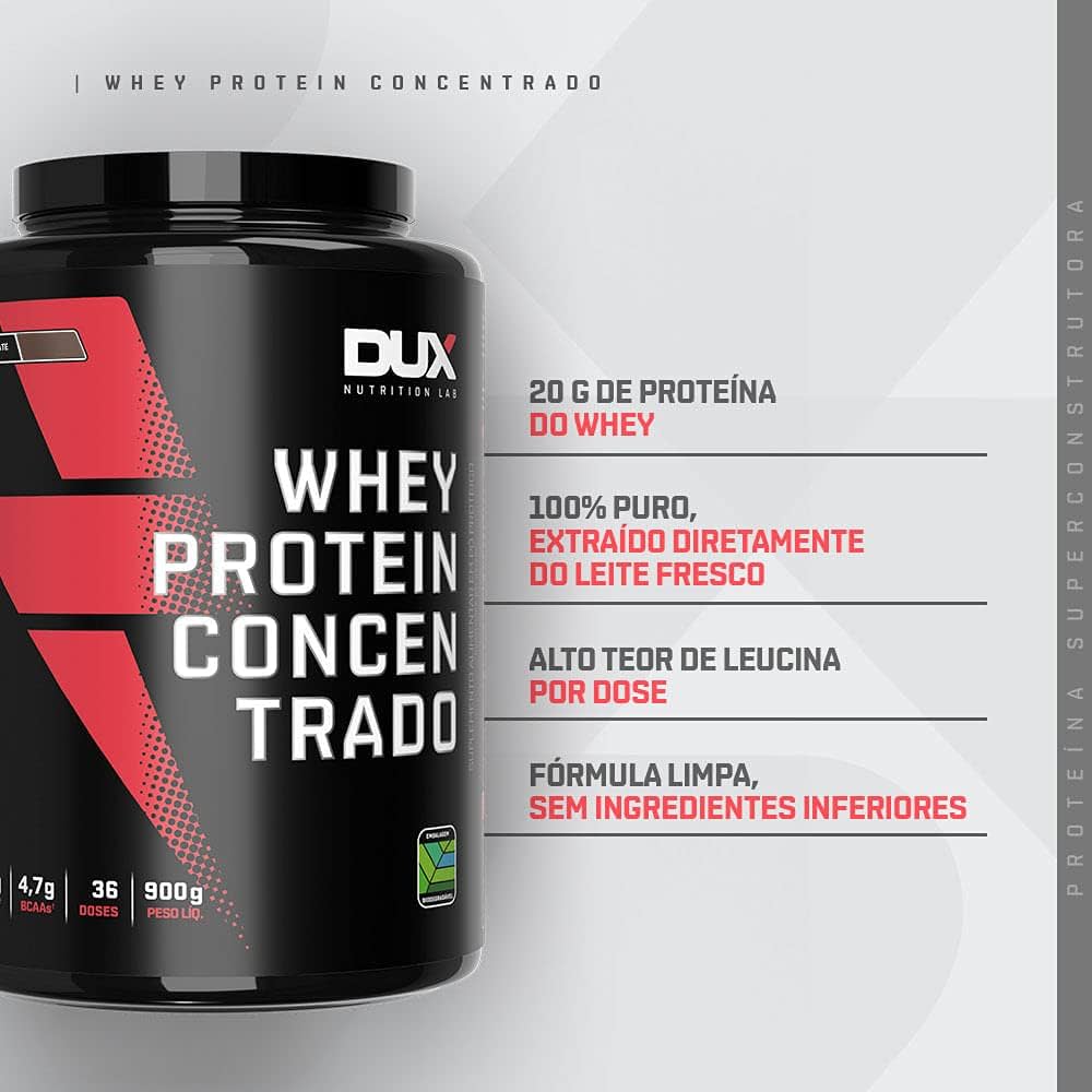 Whey Protein Concentrado Morango 900G - Dux - Imagem 2