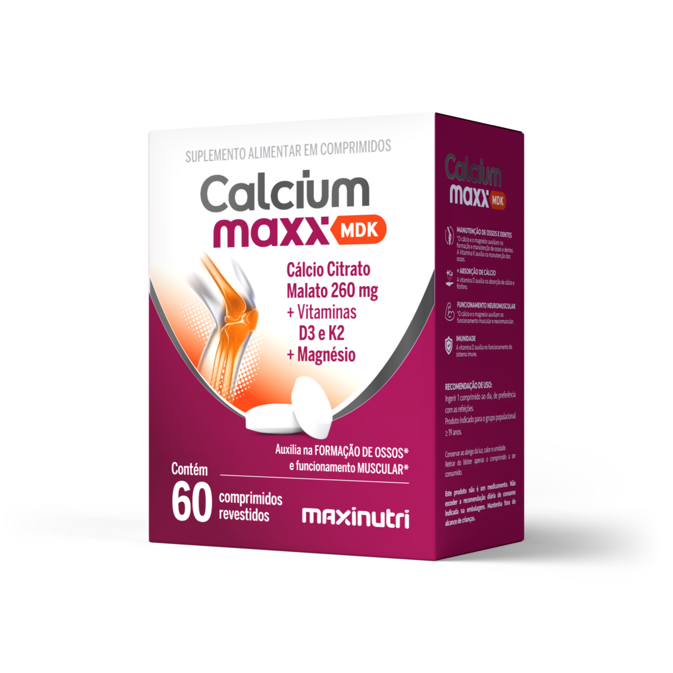 Calcium Maxx Mdk +Vit. D 2.000 Ui 60 Comprimidos - Maxinutri