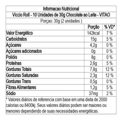 Viccio Roll Chocolate Leite 30G - Imagem 2