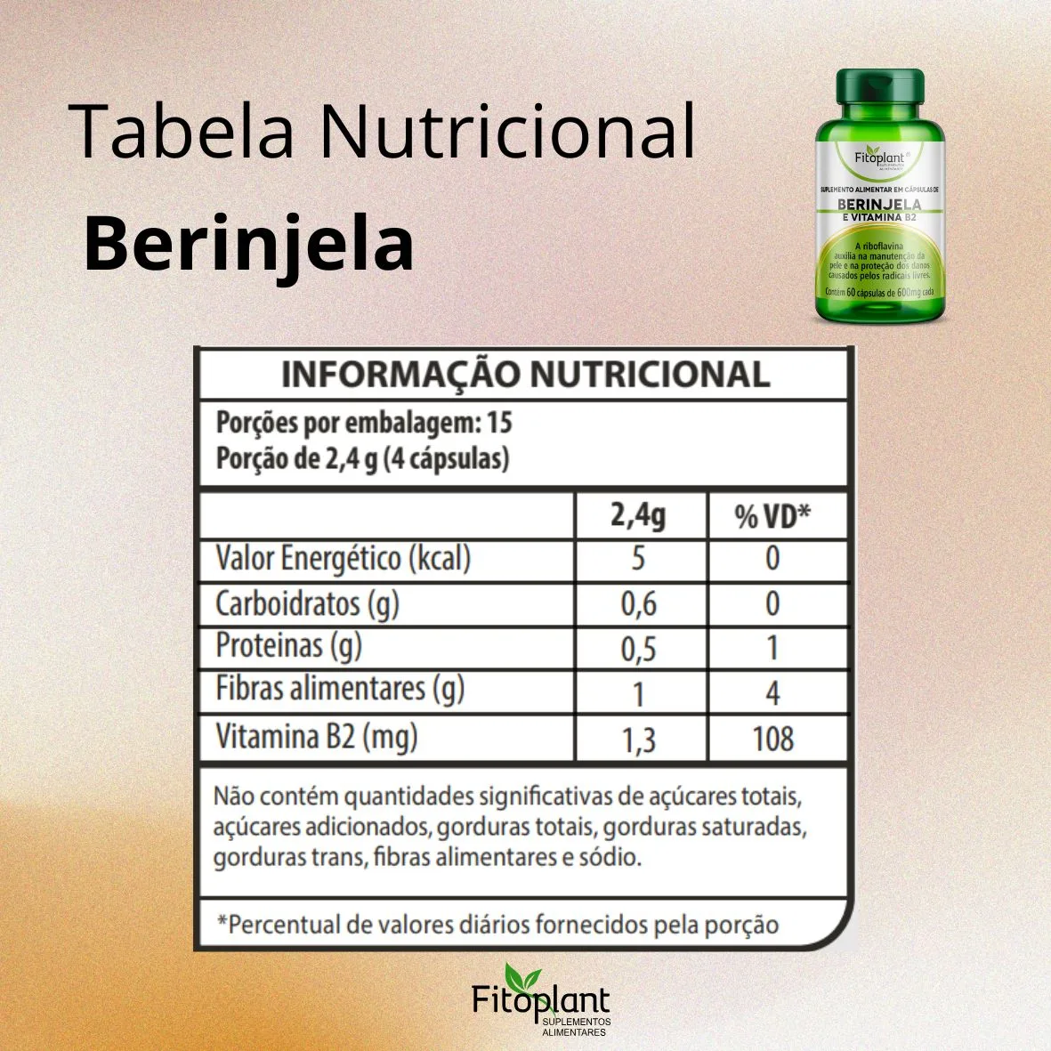 Berinjela 600Mg 60 Caps Fitoplant - Imagem 2