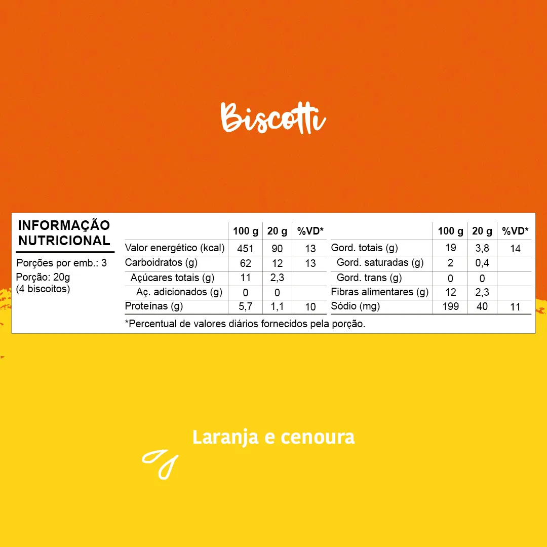 Biscoito Infantil Biscotti Com Laranja E Cenoura 60G - Papapa - Imagem 2