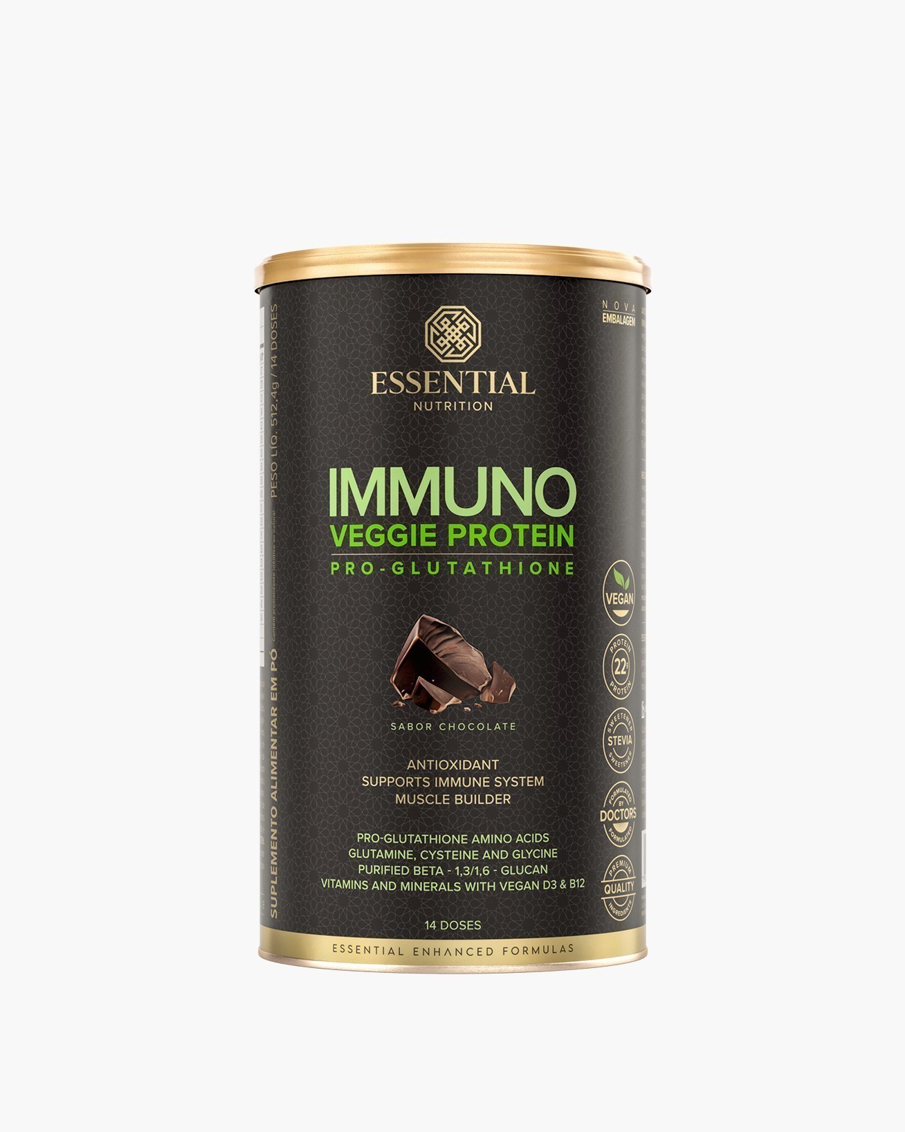 Immuno Veggie Protein Pro Glutahione Chocolate Display 512 4G 14Ds Essential