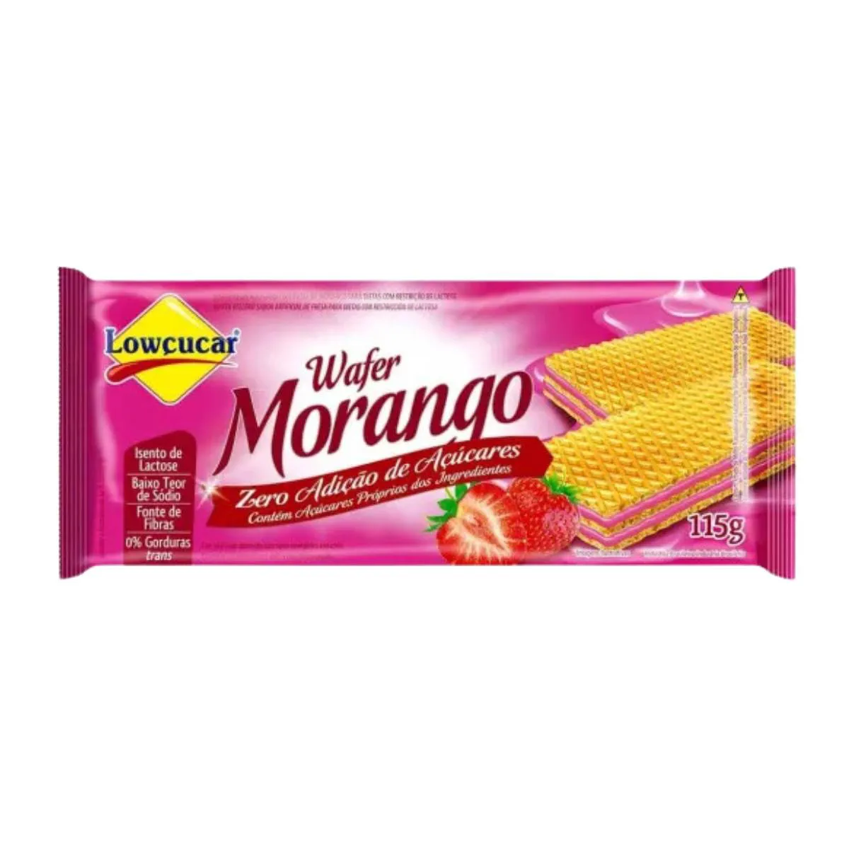 Wafer Zero Açúcar Sabor Morango - Lowçucar