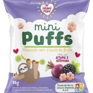 Snack Mini Puffs Feito Com Amora E Beterraba 15G - Nhami Mami