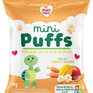 Snack Mini Puffs Feito Com Manga E Cenoura 15G - Nhami Mami