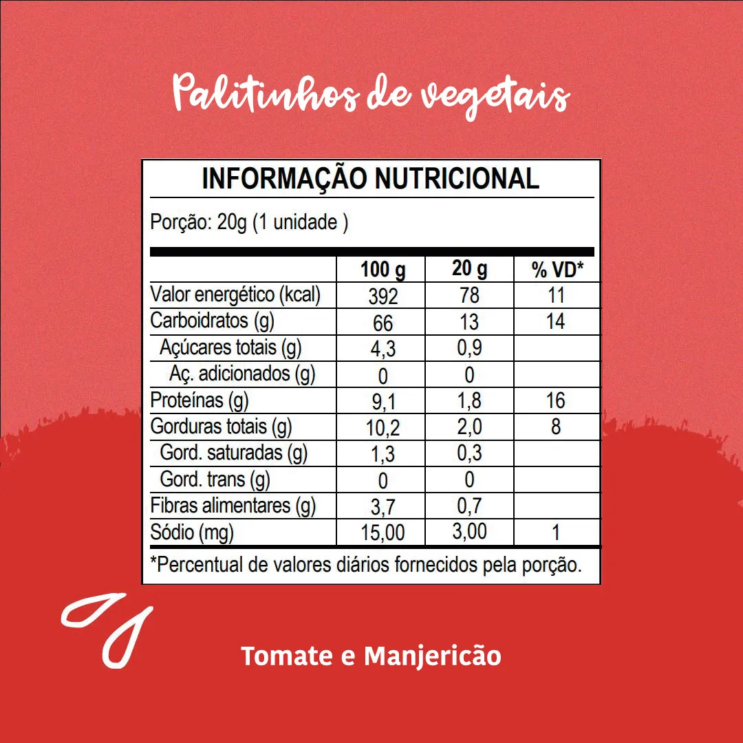 Palitinhos De Vegetais Tomate E Manjericao 20G - Papapa - Imagem 2