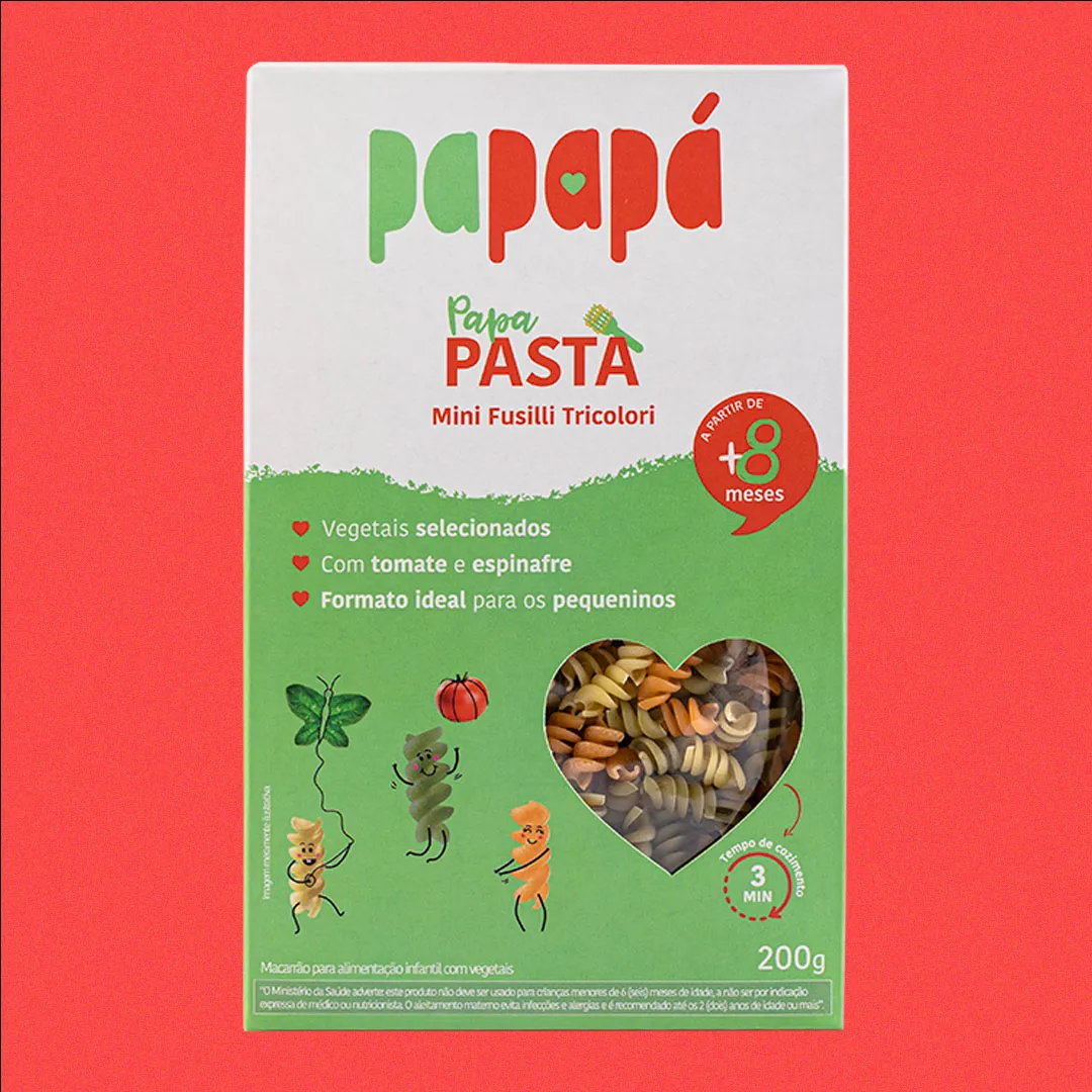 Macarrao Infantil Mini Fusilli Tricolori Com Vegetais Papapa 200G