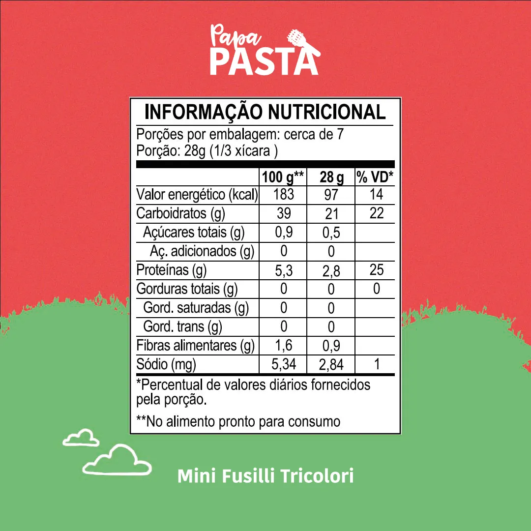Macarrao Infantil Mini Fusilli Tricolori Com Vegetais Papapa 200G - Imagem 3